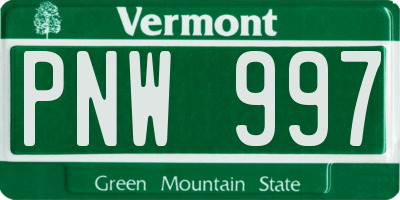 VT license plate PNW997