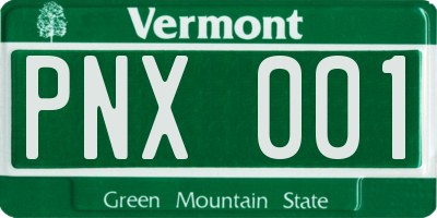 VT license plate PNX001