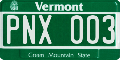 VT license plate PNX003