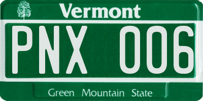 VT license plate PNX006