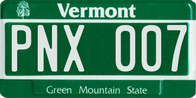 VT license plate PNX007