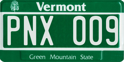 VT license plate PNX009