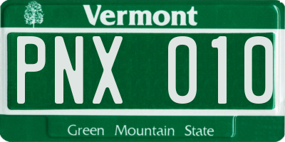 VT license plate PNX010