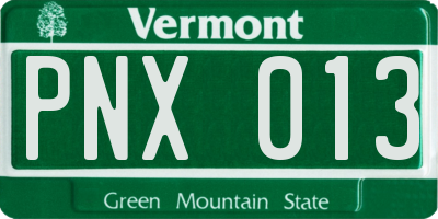 VT license plate PNX013