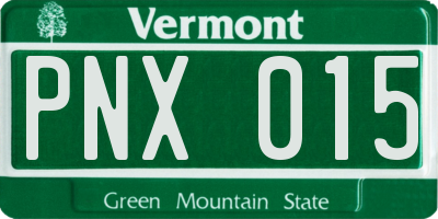 VT license plate PNX015