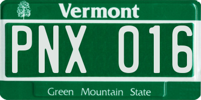 VT license plate PNX016