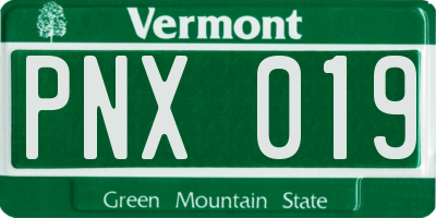 VT license plate PNX019