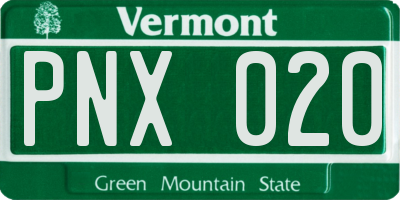 VT license plate PNX020