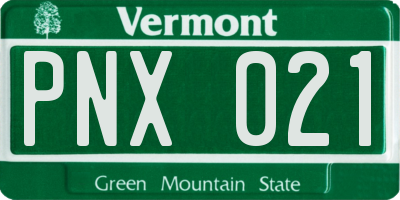 VT license plate PNX021