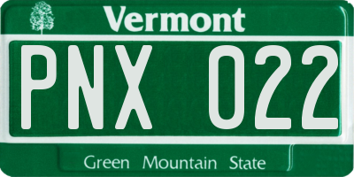 VT license plate PNX022
