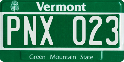 VT license plate PNX023