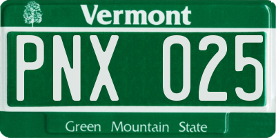 VT license plate PNX025