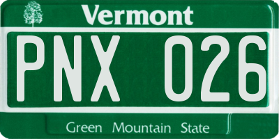 VT license plate PNX026