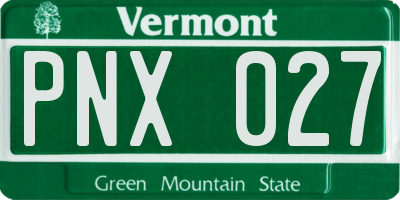 VT license plate PNX027