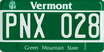 VT license plate PNX028
