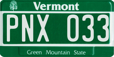 VT license plate PNX033