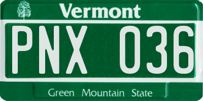 VT license plate PNX036