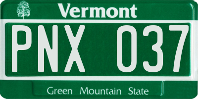 VT license plate PNX037