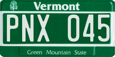 VT license plate PNX045