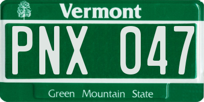 VT license plate PNX047