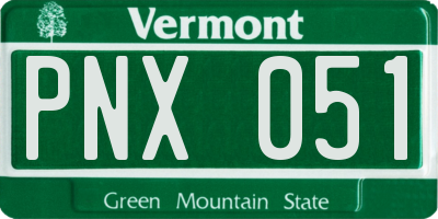 VT license plate PNX051