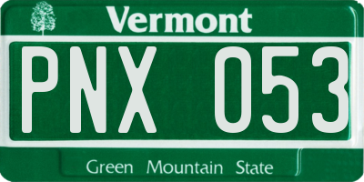 VT license plate PNX053