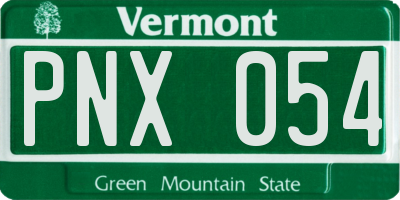 VT license plate PNX054