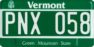 VT license plate PNX058
