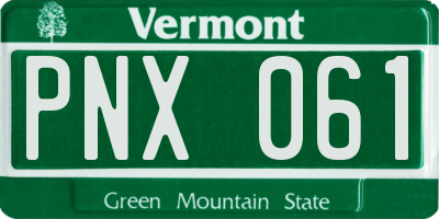 VT license plate PNX061