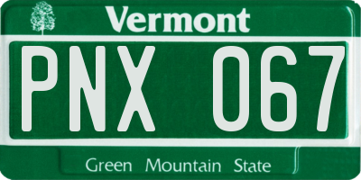 VT license plate PNX067