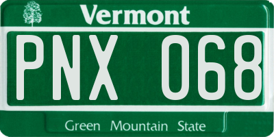 VT license plate PNX068
