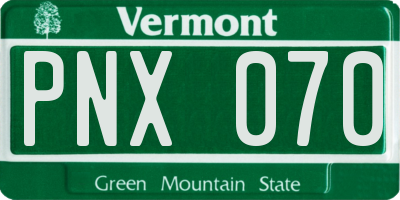 VT license plate PNX070