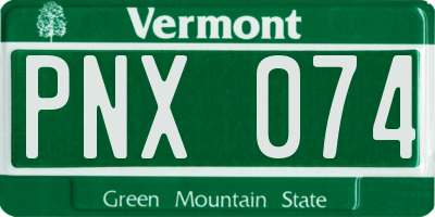VT license plate PNX074