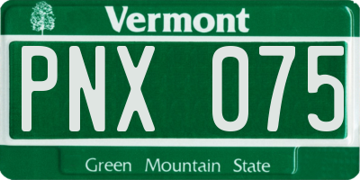 VT license plate PNX075