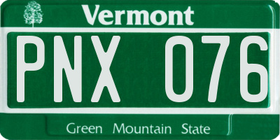 VT license plate PNX076