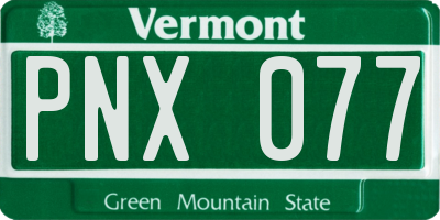 VT license plate PNX077