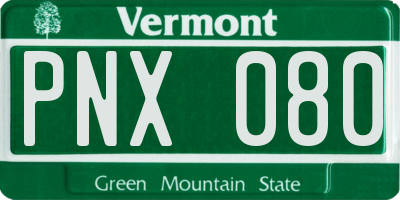 VT license plate PNX080