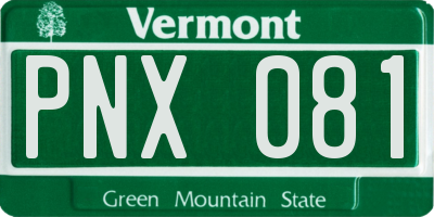 VT license plate PNX081