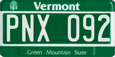 VT license plate PNX092