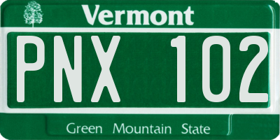 VT license plate PNX102