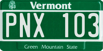 VT license plate PNX103
