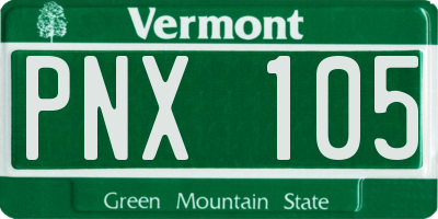 VT license plate PNX105