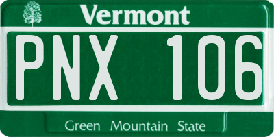 VT license plate PNX106