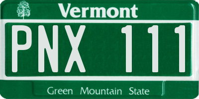 VT license plate PNX111