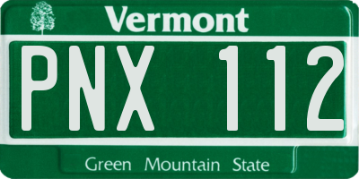 VT license plate PNX112