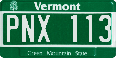 VT license plate PNX113