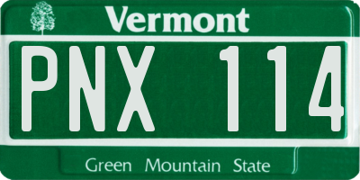 VT license plate PNX114