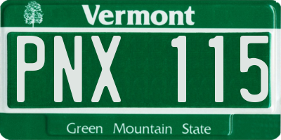 VT license plate PNX115