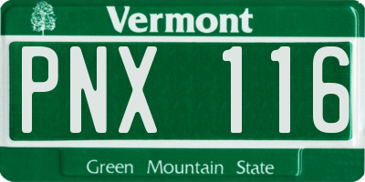 VT license plate PNX116