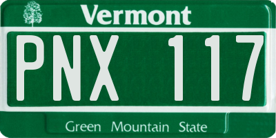 VT license plate PNX117